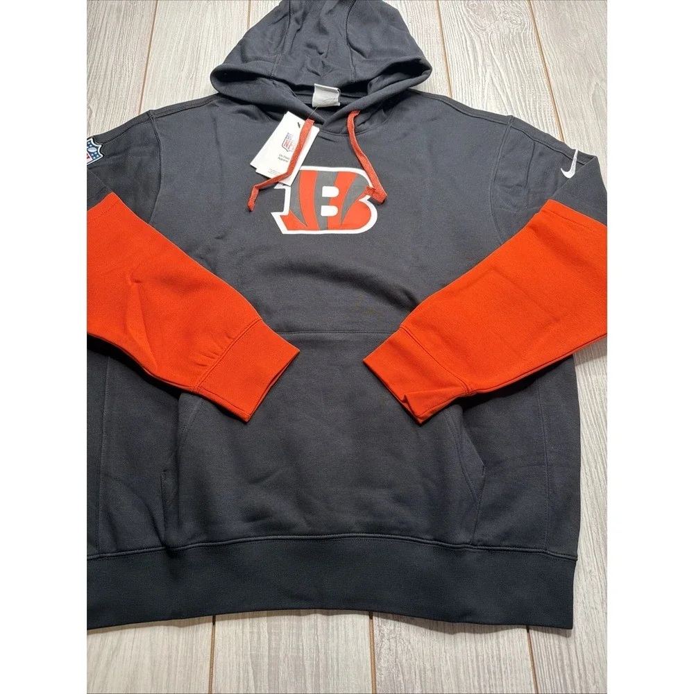 New Nike Cincinnati Bengals Mens Sideline Club NFL Hooded Sweatshirt Size 3XL